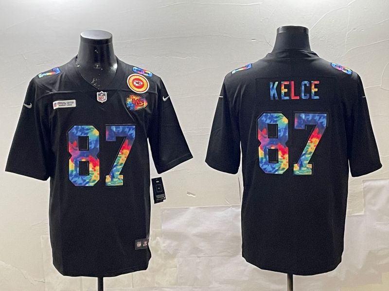 Men Kansas City Chiefs #87 Kelce Black Rainbow 2025 Nike Limited NFL Jersey style 4->kansas city chiefs->NFL Jersey
